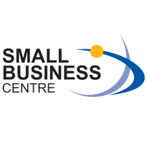 Small Business Centre Small Business Centre logo with blue lines and a yellow dot
